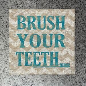Burlap Chevron Brush Your Teeth Bathroom Decor Farmhouse